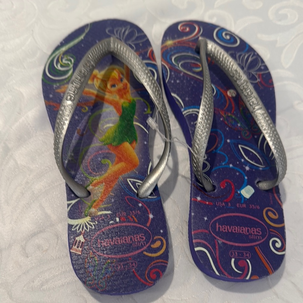 🌟3/$15🌟Kids Havaianas Tinkerbell Flip Flops. Size 3